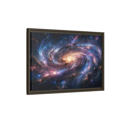 Side Mockup 2. Science Fiction Spiral Galaxy Colorful Galaxy shown as stretched canvas wall art