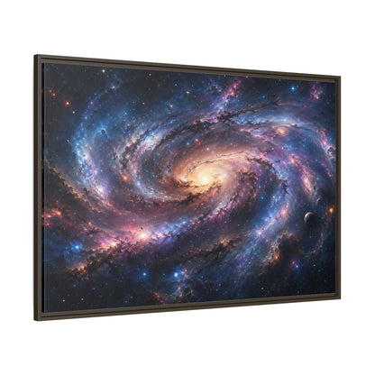 Side Mockup 8. Science Fiction Spiral Galaxy Colorful Galaxy shown as stretched canvas wall art