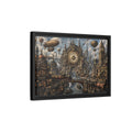 Side Mockup 6. Science Fiction Steampunk City Bronze Steampunk shown as stretched canvas wall art