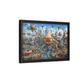 Side Mockup 6. Science Fiction Steampunk City Steampunk Cityscape shown as stretched canvas wall art