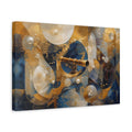 Side Mockup 4. Science Fiction Telescope Gold And Blue shown as stretched canvas wall art