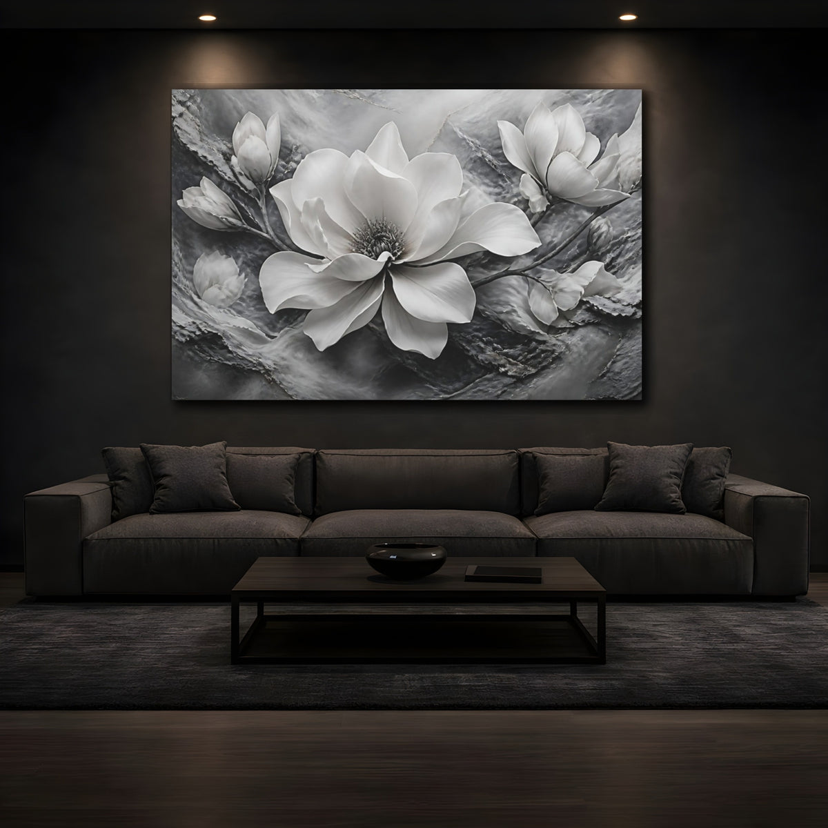 Mockup 3. Sculptural Magnolia Flower shown as canvas print