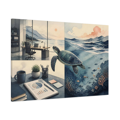 Side Mockup 1. Sea Turtle Office View shown as canvas print