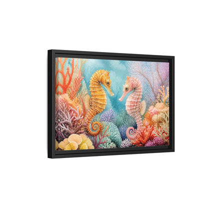 Side Mockup 6. Seahorse Companions Marine Animals shown as framed canvas print