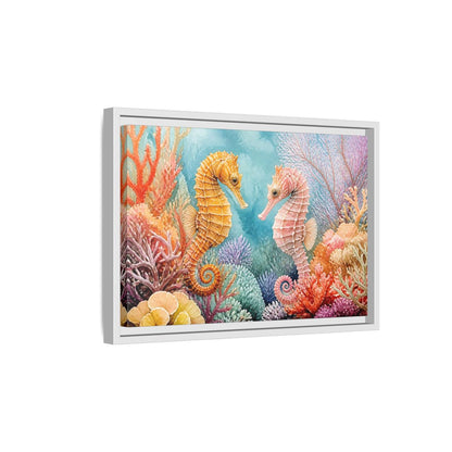 Side Mockup 4. Seahorse Companions Marine Animals shown as framed canvas print