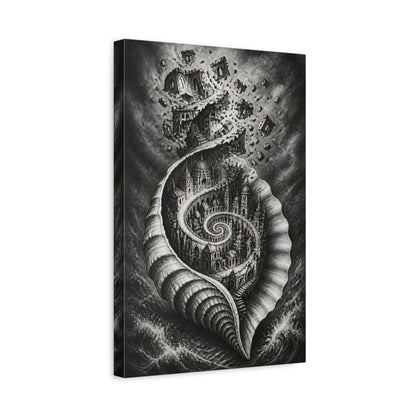 Side Mockup 4. Seashell City Illusion shown as canvas print