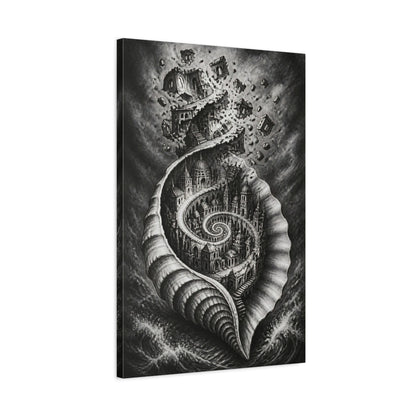 Side Mockup 2. Seashell City Illusion shown as canvas print
