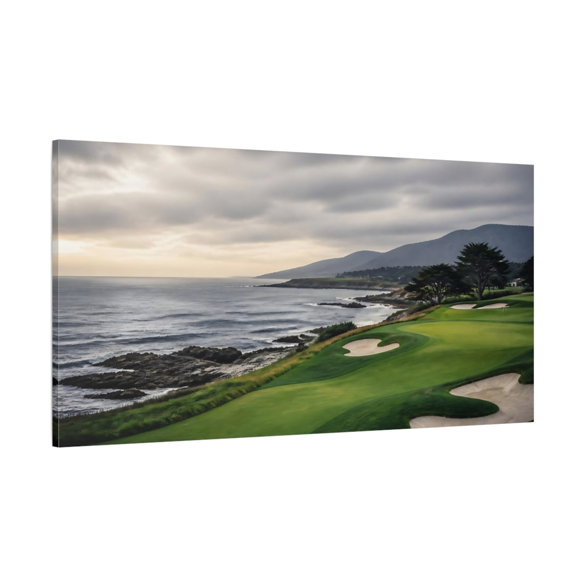 Side Mockup 2. Seaside Golf Course Vista shown as canvas print
