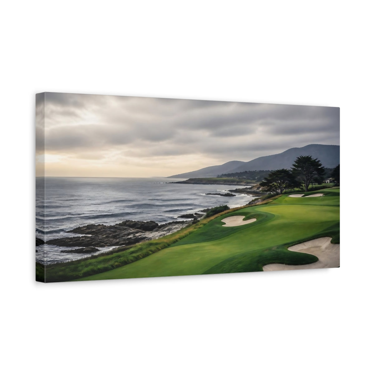 Side Mockup 3. Seaside Golf Course Vista shown as canvas print