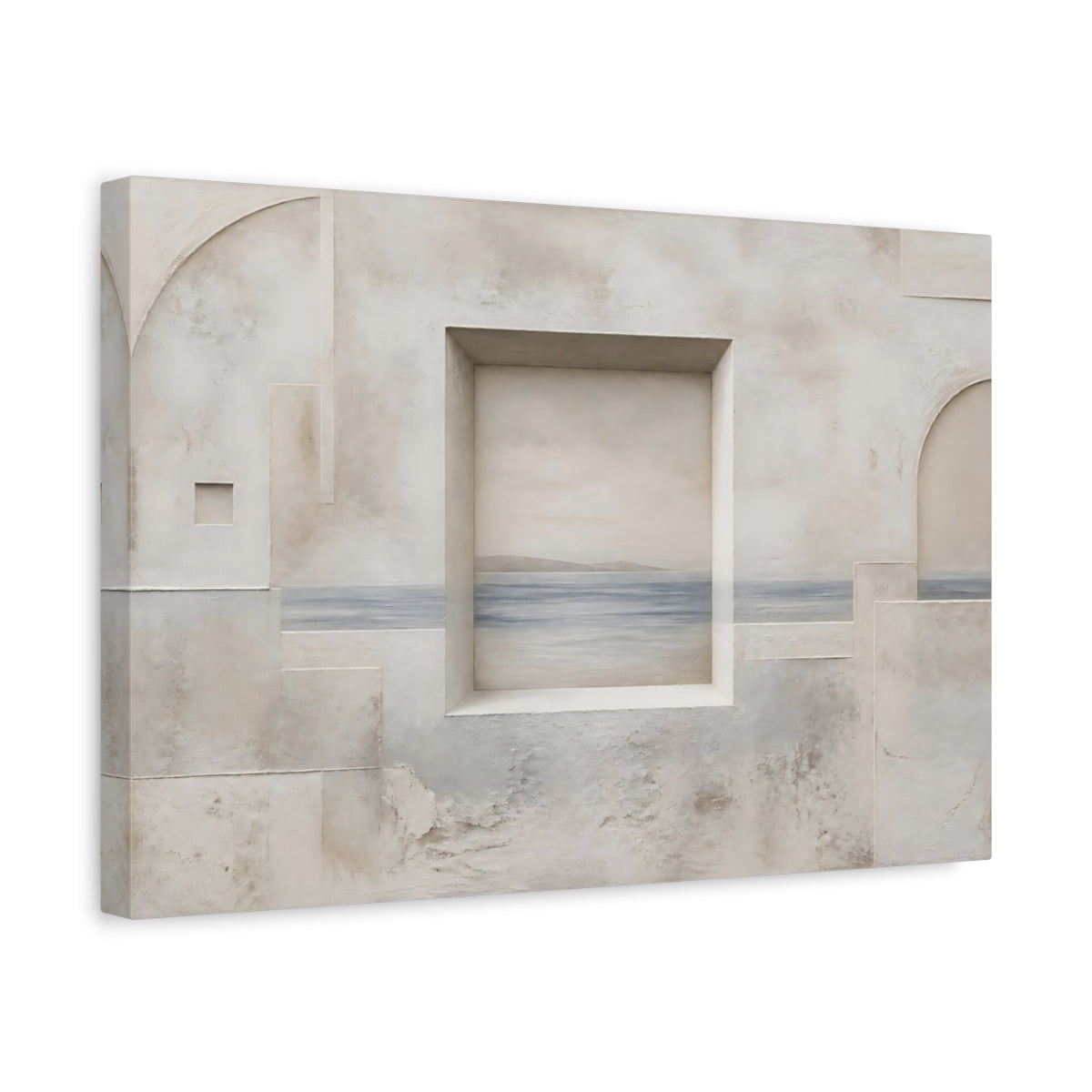 Side Mockup 4. Seaside Window Niche shown as canvas print