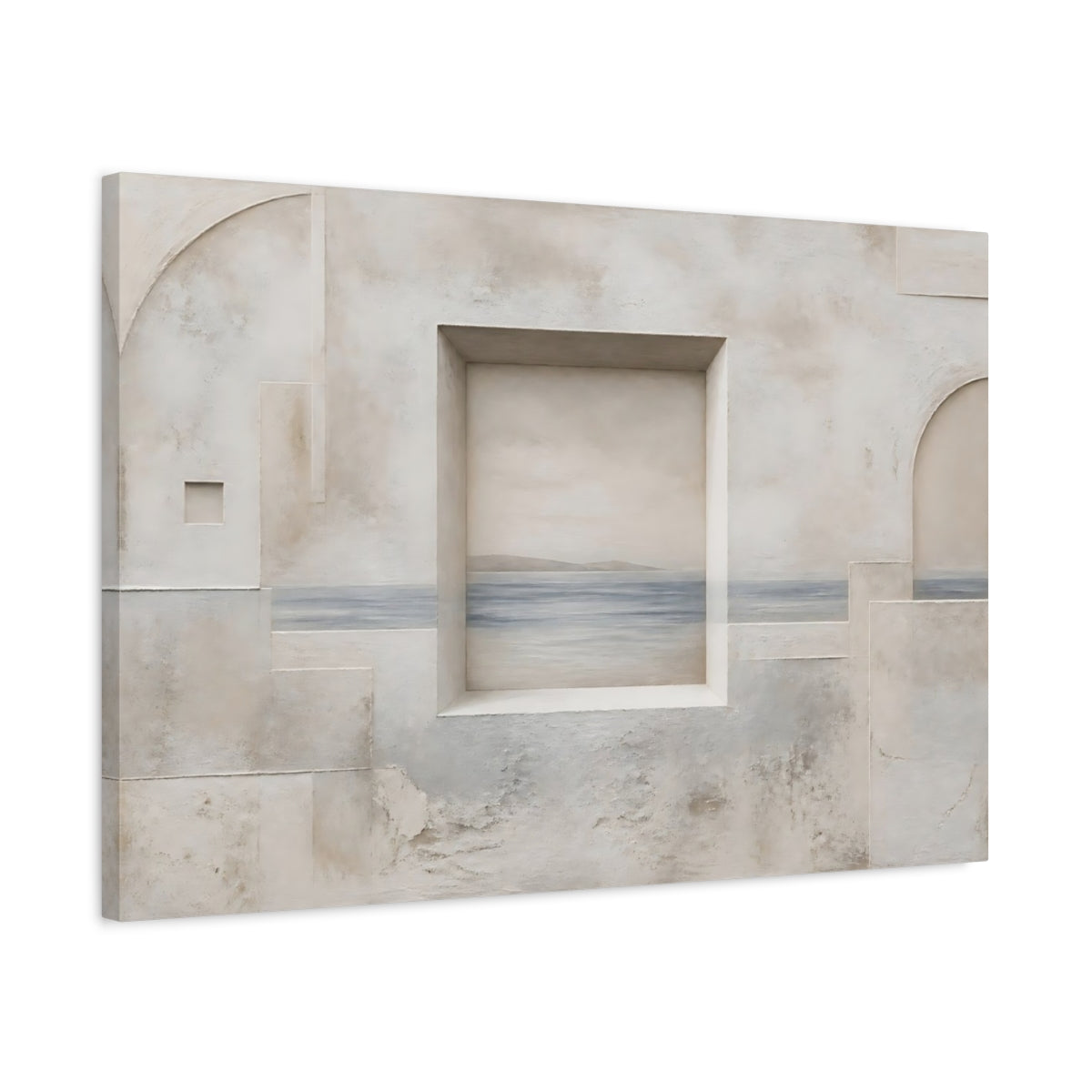 Side Mockup 2. Seaside Window Niche shown as canvas print