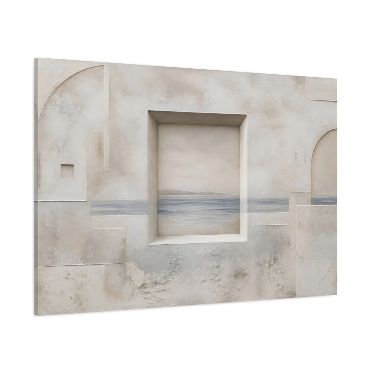 Side Mockup 1. Seaside Window Niche shown as canvas print