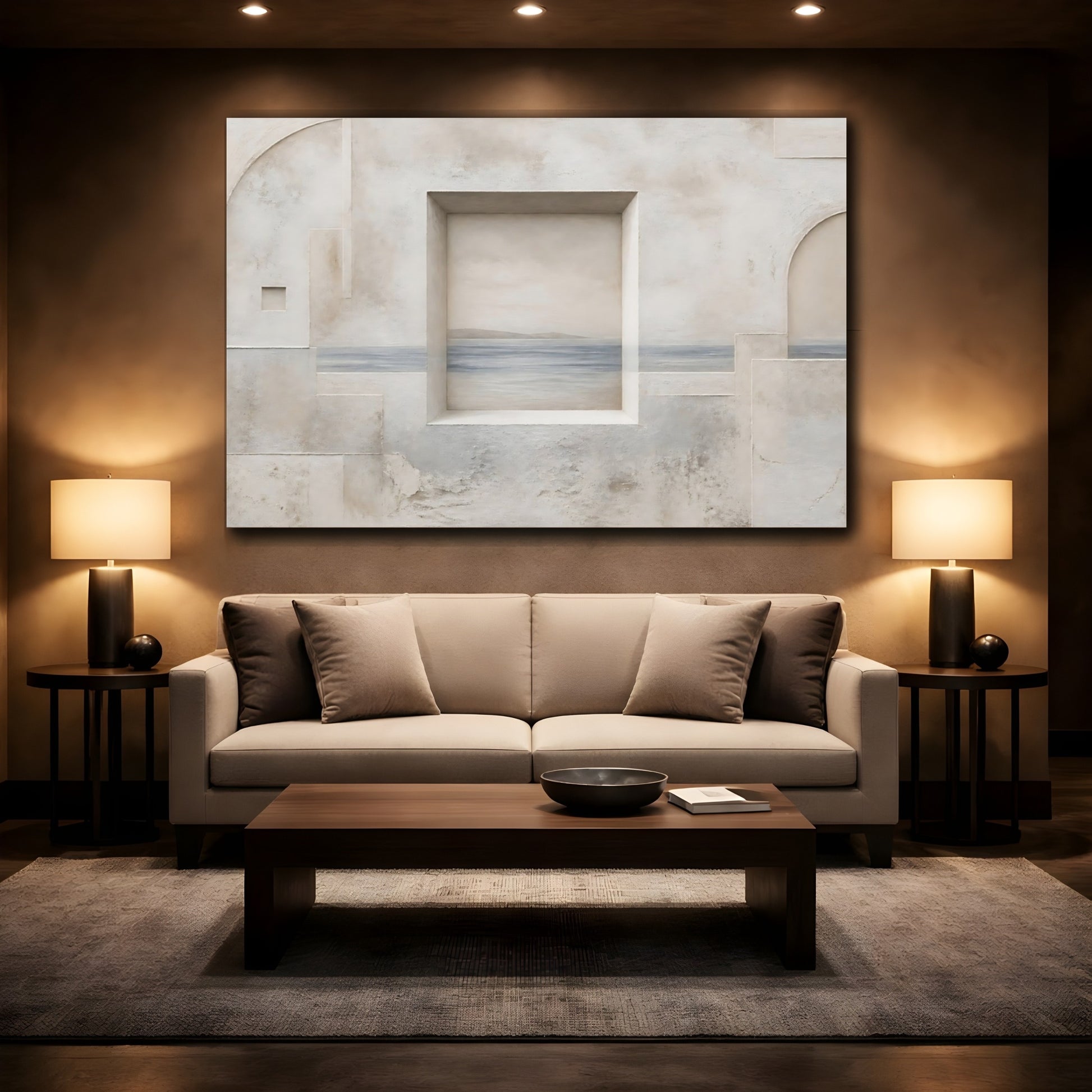 Mockup 2. Seaside Window Niche shown as canvas print