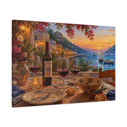 Main Mockup. Seaside Wine Glasses shown as canvas print