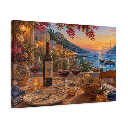 Side Mockup 3. Seaside Wine Glasses shown as canvas print