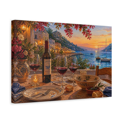 Side Mockup 4. Seaside Wine Glasses shown as canvas print