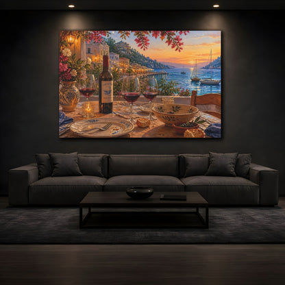 Mockup 3. Seaside Wine Glasses shown as canvas print