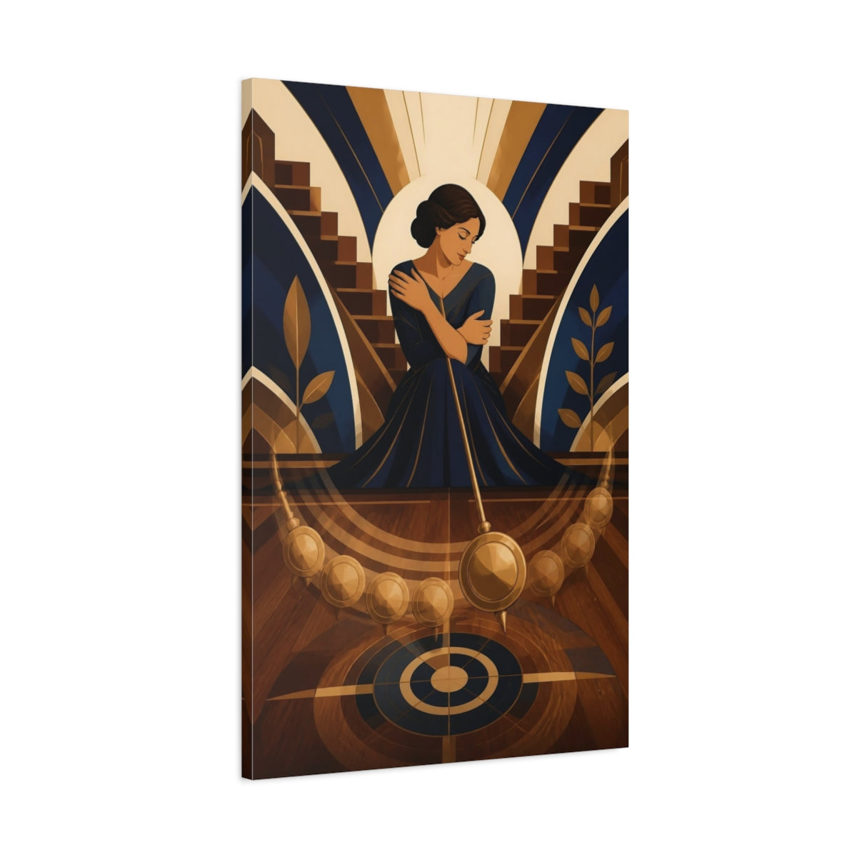 Main Mockup. Seated Woman With Pendulum shown as canvas print