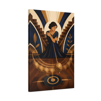 Side Mockup 2. Seated Woman With Pendulum shown as canvas print
