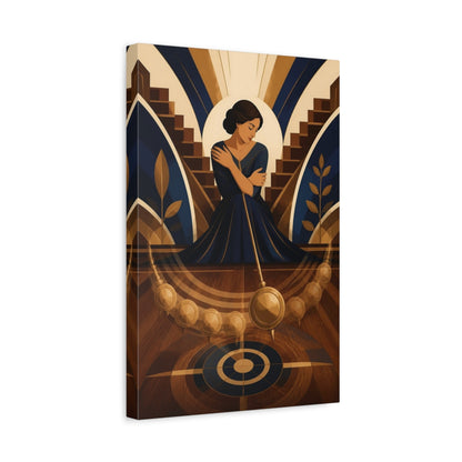 Side Mockup 4. Seated Woman With Pendulum shown as canvas print