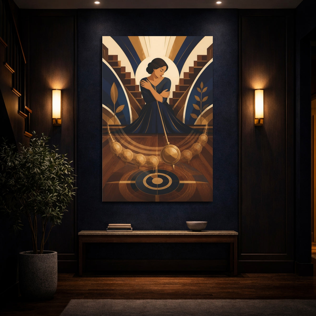 Mockup 4. Seated Woman With Pendulum shown as canvas print
