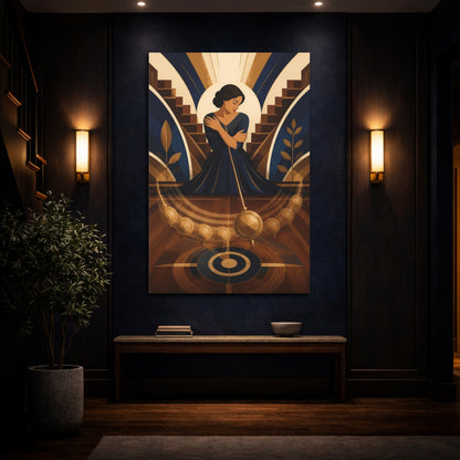 Mockup 4. Seated Woman With Pendulum shown as canvas print