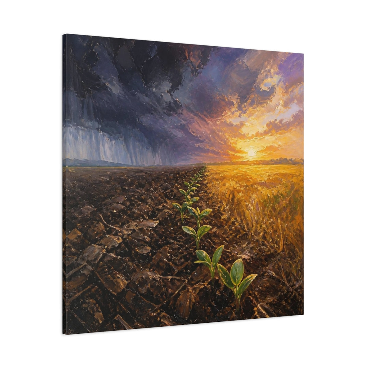 Side Mockup 1. Seedlings Of Motivation shown as canvas print
