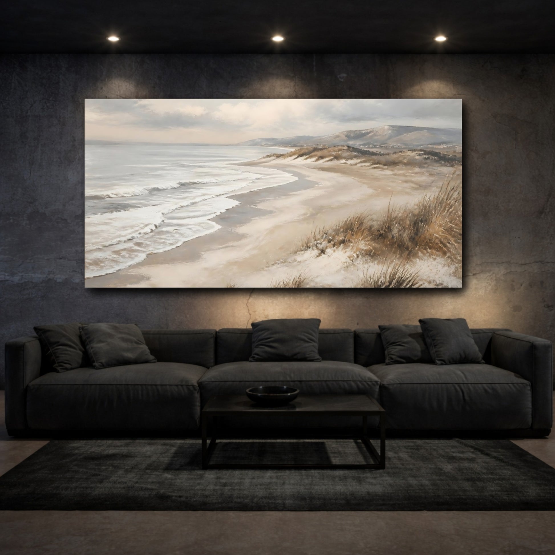 Mockup 3. Serene Coastal Dunes shown as canvas print