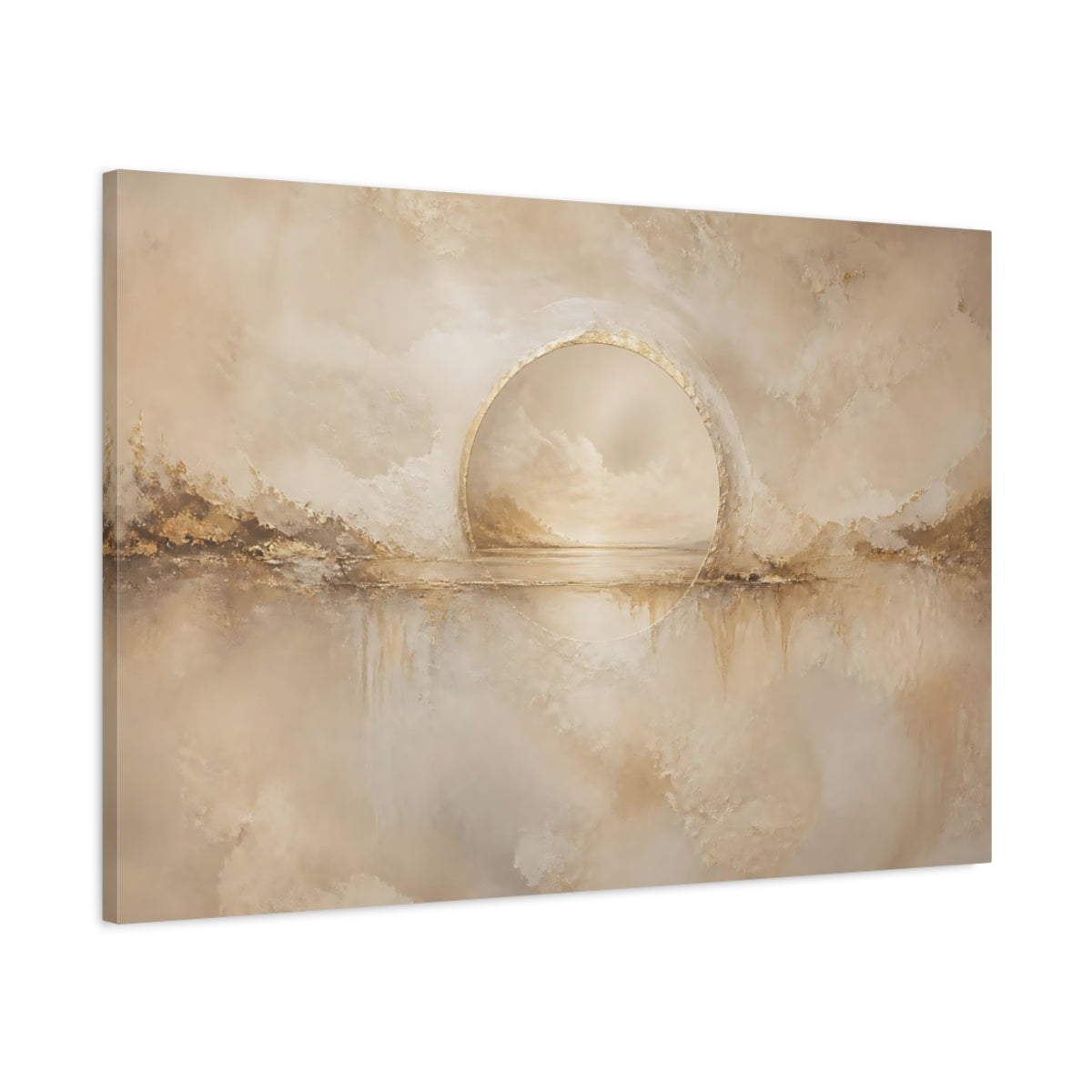 Main Mockup. Serene Golden Portal shown as canvas print