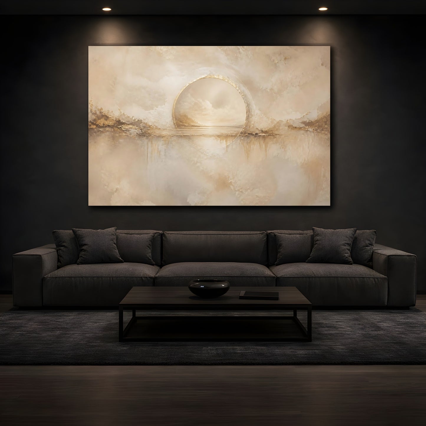 Mockup 3. Serene Golden Portal shown as canvas print