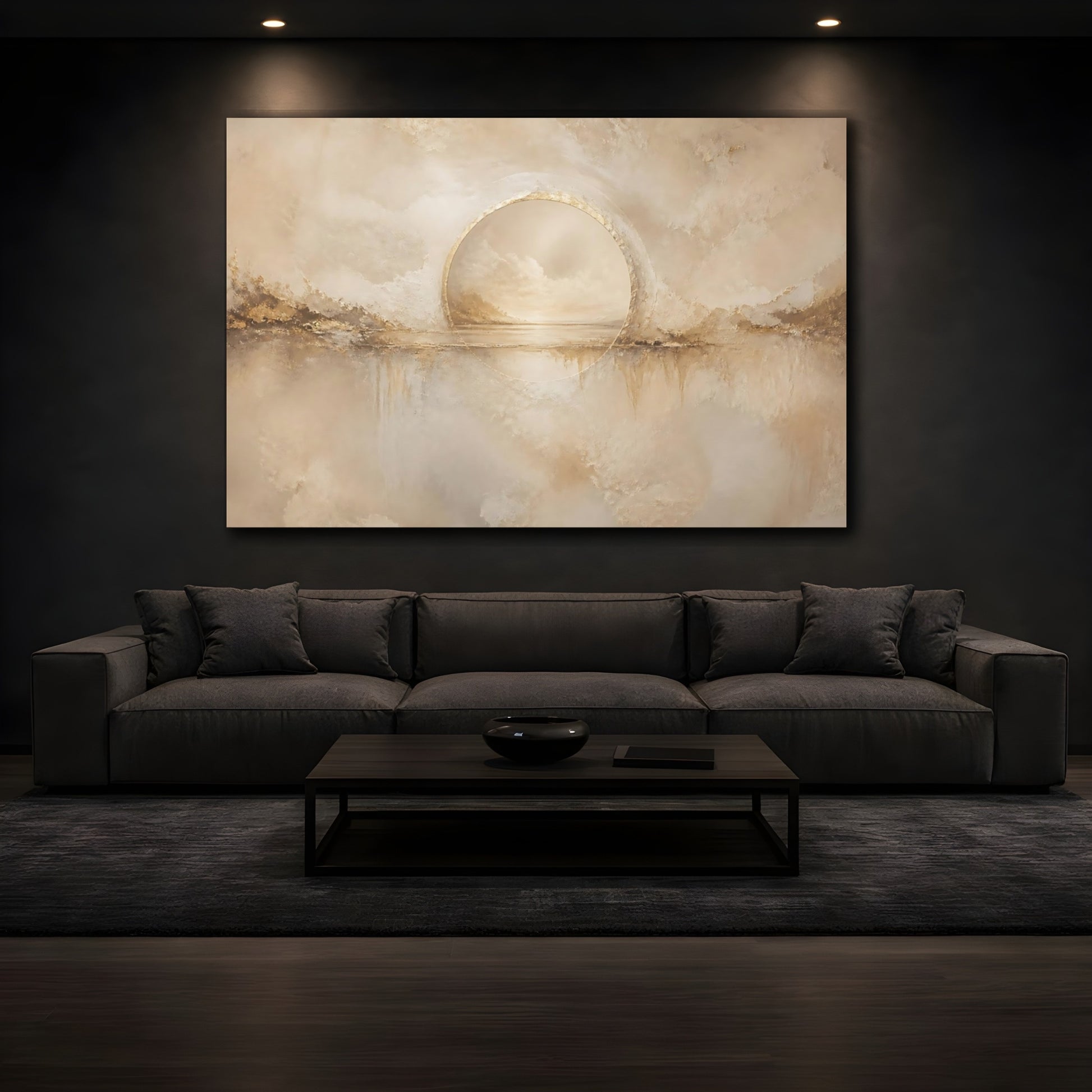 Mockup 3. Serene Golden Portal shown as canvas print
