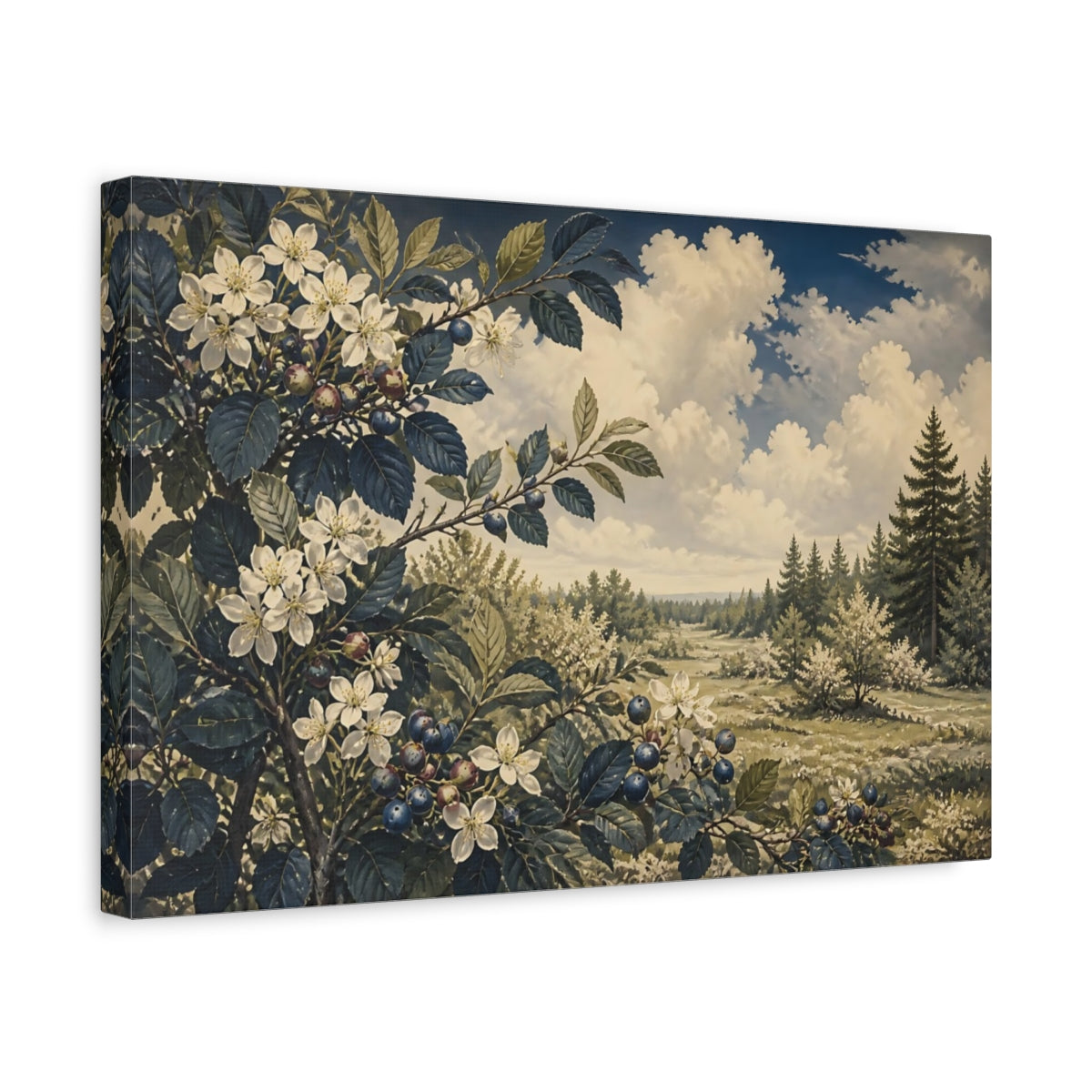 Side Mockup 4. Serviceberry Meadow Study shown as canvas print