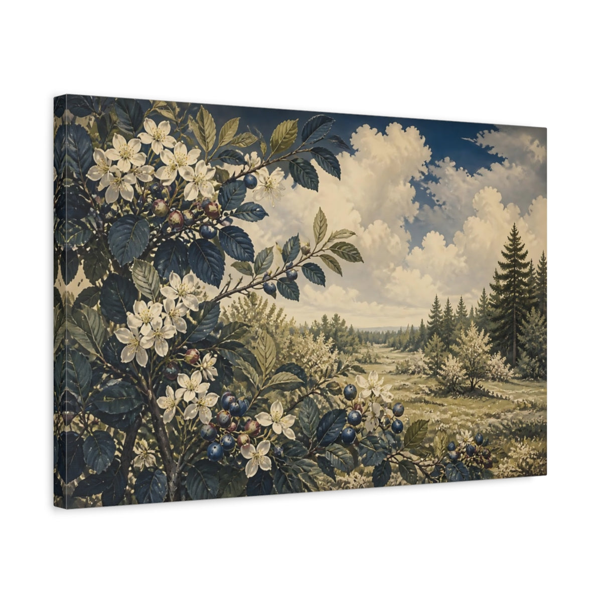 Side Mockup 3. Serviceberry Meadow Study shown as canvas print