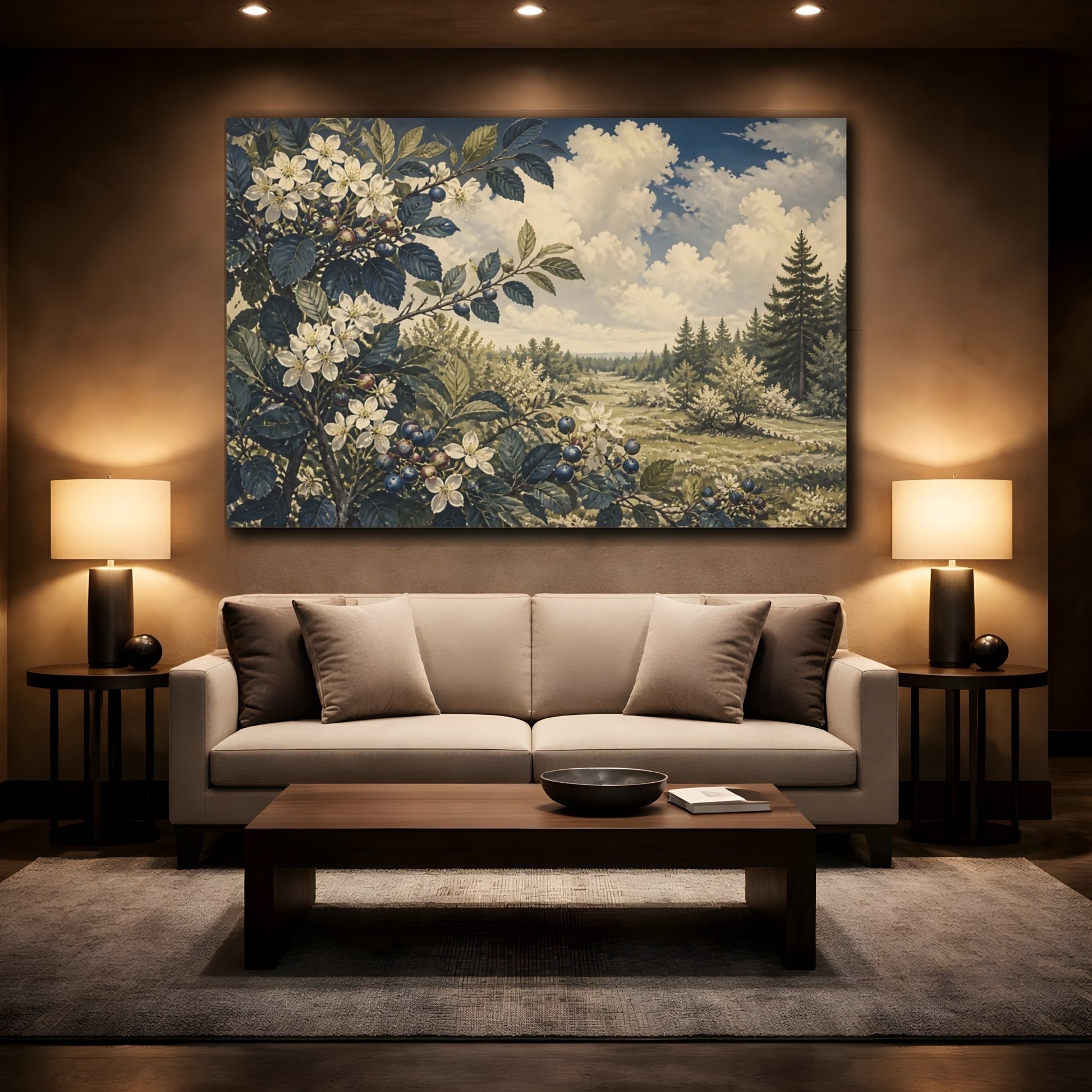 Mockup 2. Serviceberry Meadow Study shown as canvas print