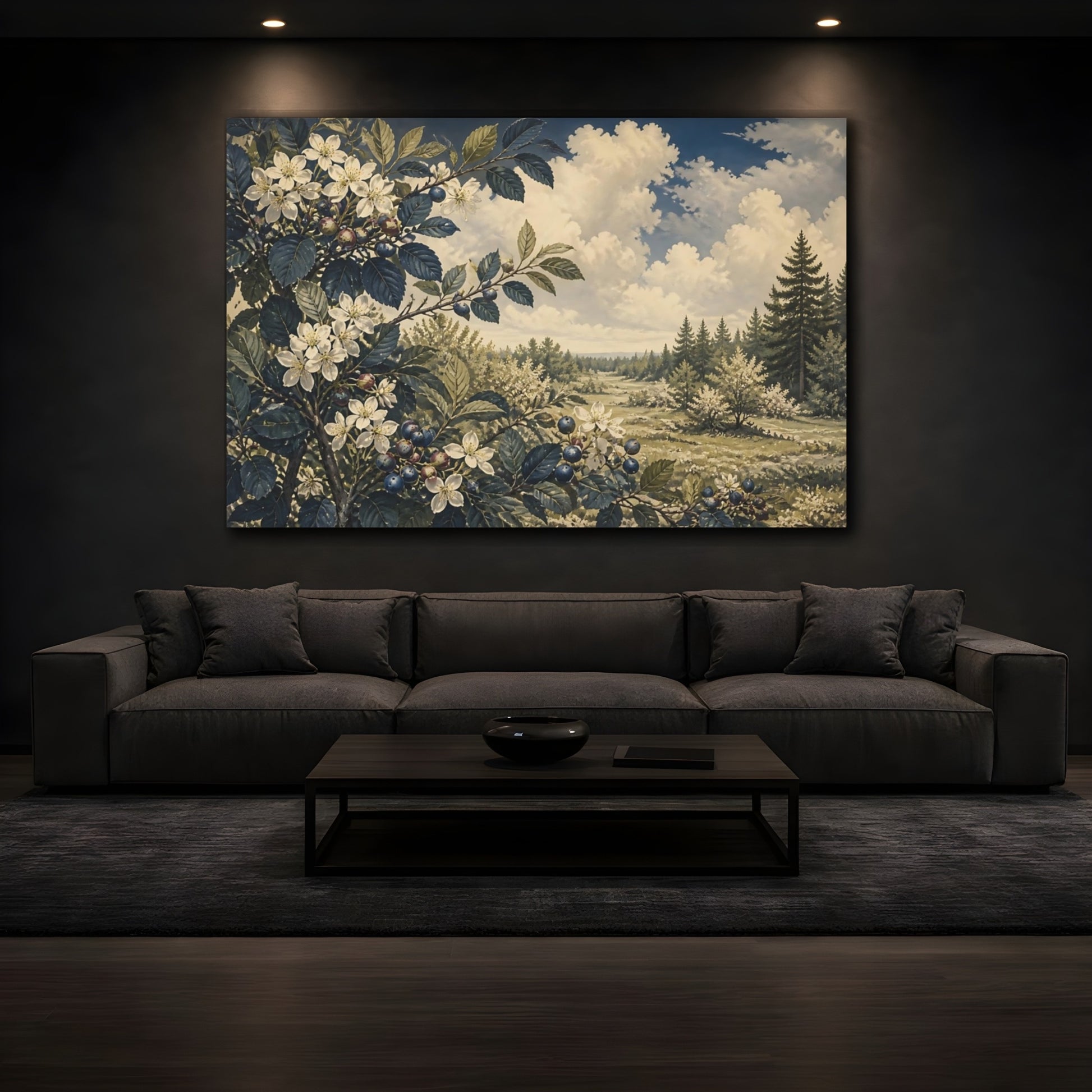 Mockup 3. Serviceberry Meadow Study shown as canvas print