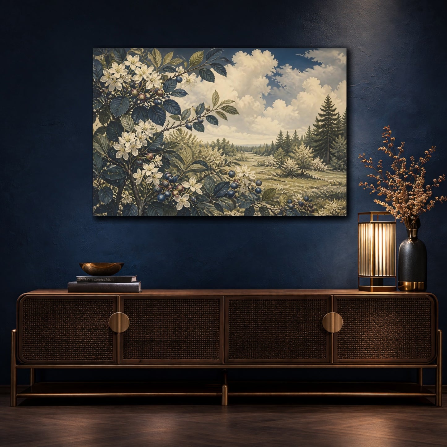 Mockup 4. Serviceberry Meadow Study shown as canvas print