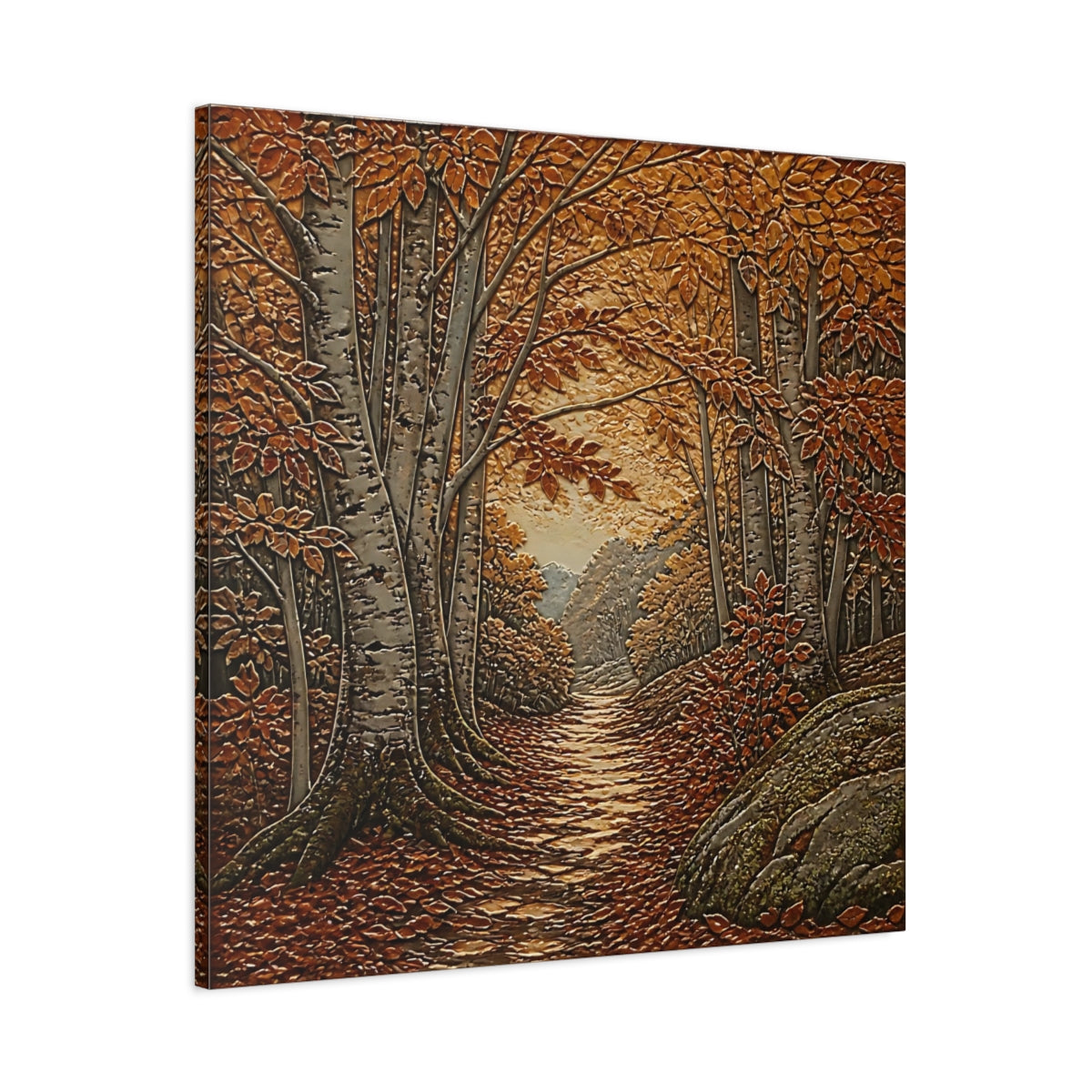 Main Mockup. Sgraffito Forest Path shown as canvas print