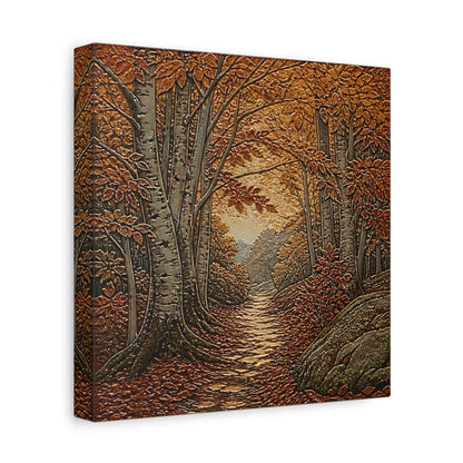 Side Mockup 9. Sgraffito Forest Path shown as canvas print