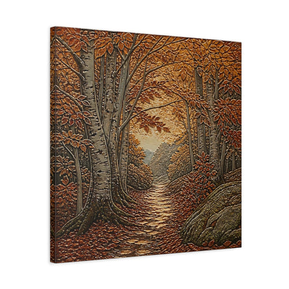 Side Mockup 4. Sgraffito Forest Path shown as canvas print