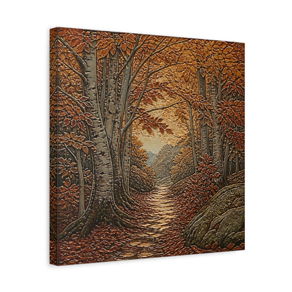 Side Mockup 6. Sgraffito Forest Path shown as canvas print