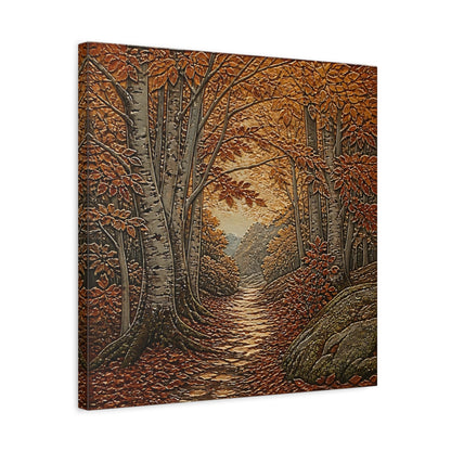 Side Mockup 5. Sgraffito Forest Path shown as canvas print