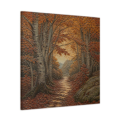 Side Mockup 1. Sgraffito Forest Path shown as canvas print