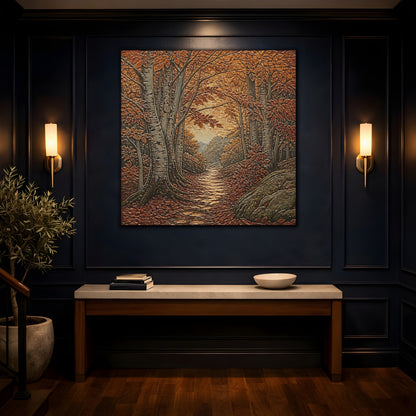 Mockup 4. Sgraffito Forest Path shown as canvas print
