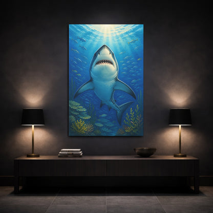 Mockup 3. Shark Animals Portrait shown as canvas print
