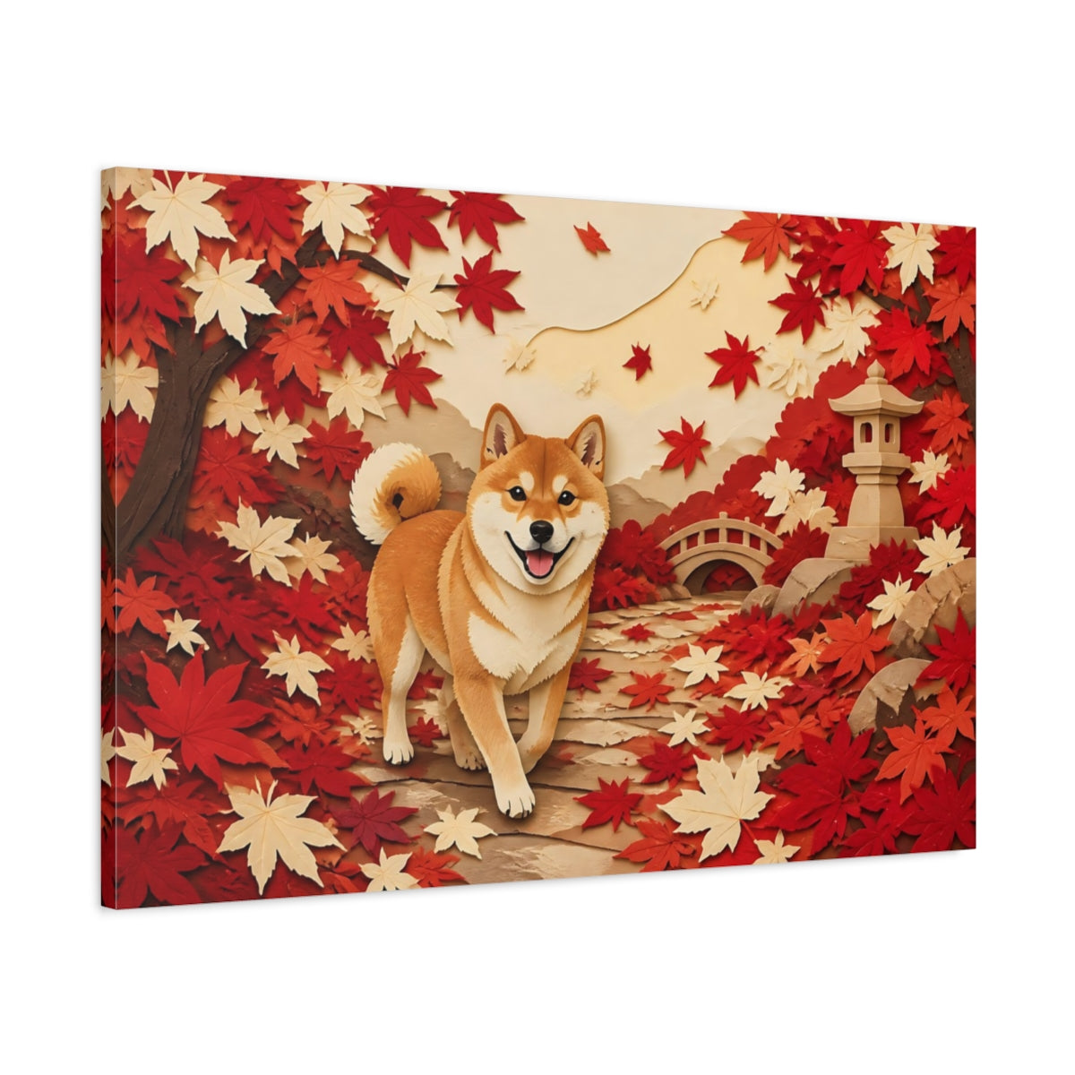 Main Mockup. Shiba Inu Pet Portrait shown as canvas print