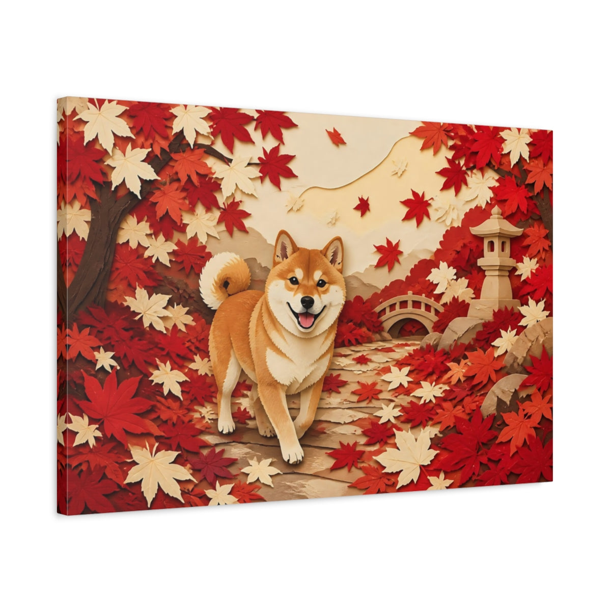 Side Mockup 2. Shiba Inu Pet Portrait shown as canvas print