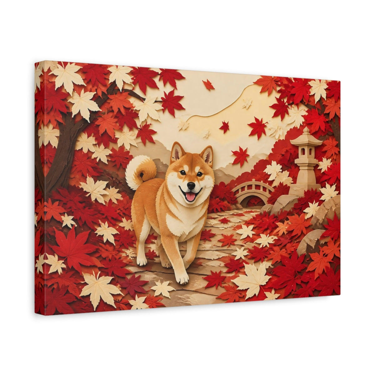 Side Mockup 4. Shiba Inu Pet Portrait shown as canvas print