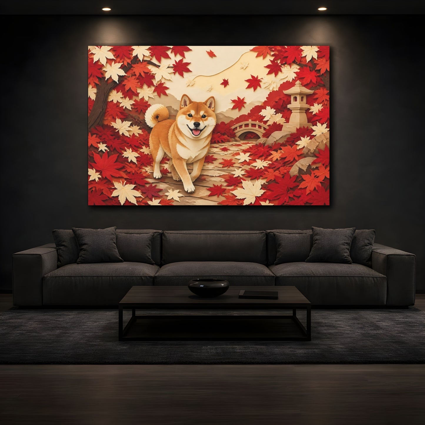 Mockup 3. Shiba Inu Pet Portrait shown as canvas print