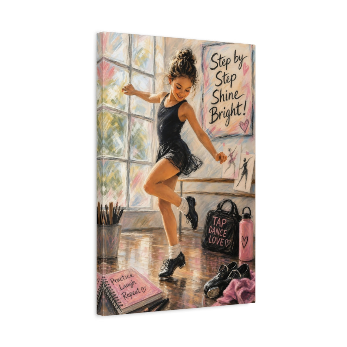 Side Mockup 3. Shine Bright Tap Dancer shown as canvas print