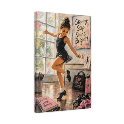 Side Mockup 3. Shine Bright Tap Dancer shown as canvas print